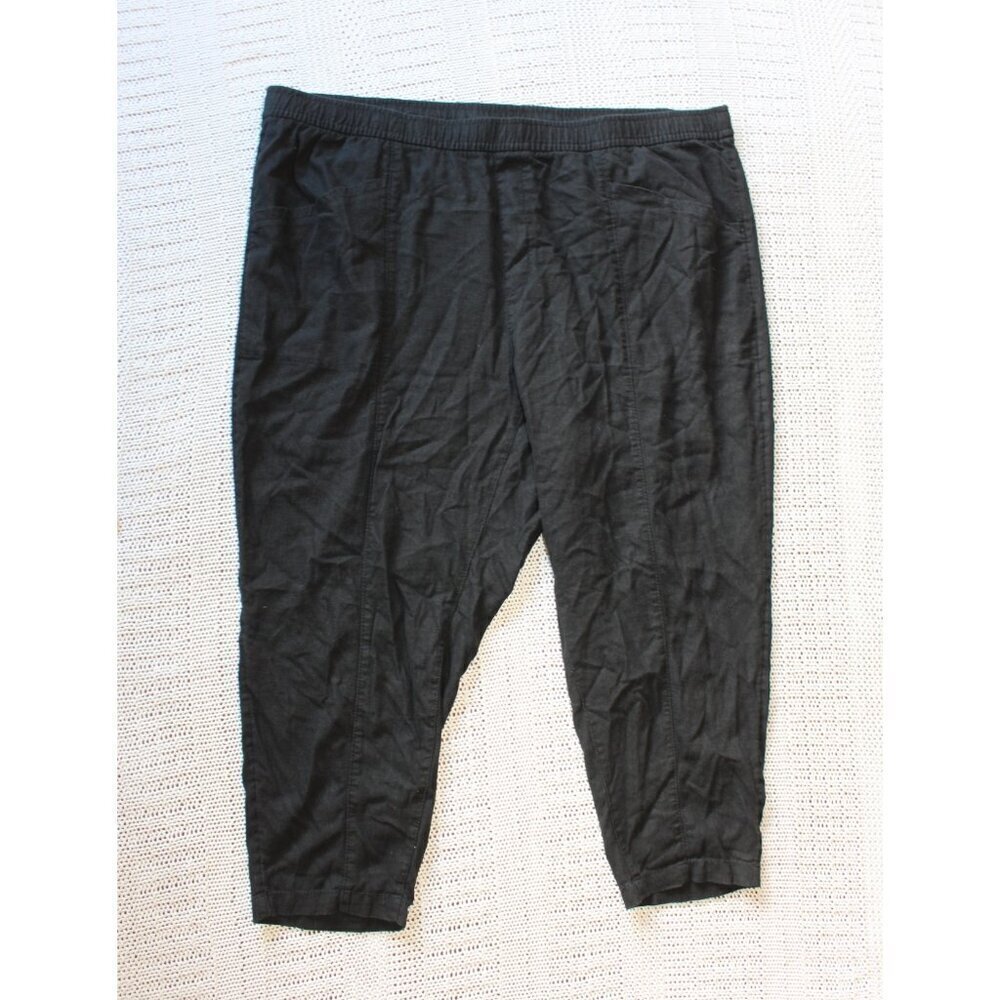 Old Navy Linen Crop Blackjack Pants Size 3X elastic waist pockets high rise